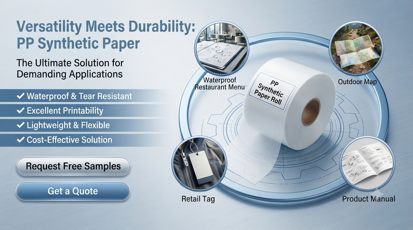 Versatility Meets Durability PP Synthetic Paper – The ultimate solution for demanding applications. Features Waterproof & Tear Resistant, Excellent Printability, Lightweight & Flexible, Cost-Effective. Applications Versatility Meets Durability PP Synthetic Paper – The ultimate solution for demanding applications. Features Waterproof & Tear Resistant, Excellent Printability, Lightweight & Flexible, Cost-Effective. Applications