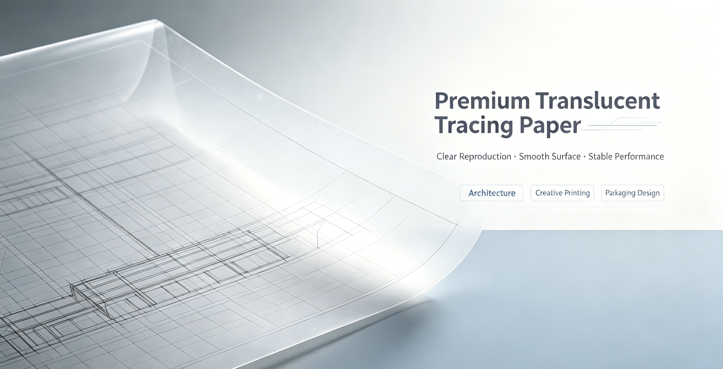 Premium translucent tracing paper for architectural drafting, printing and packaging design