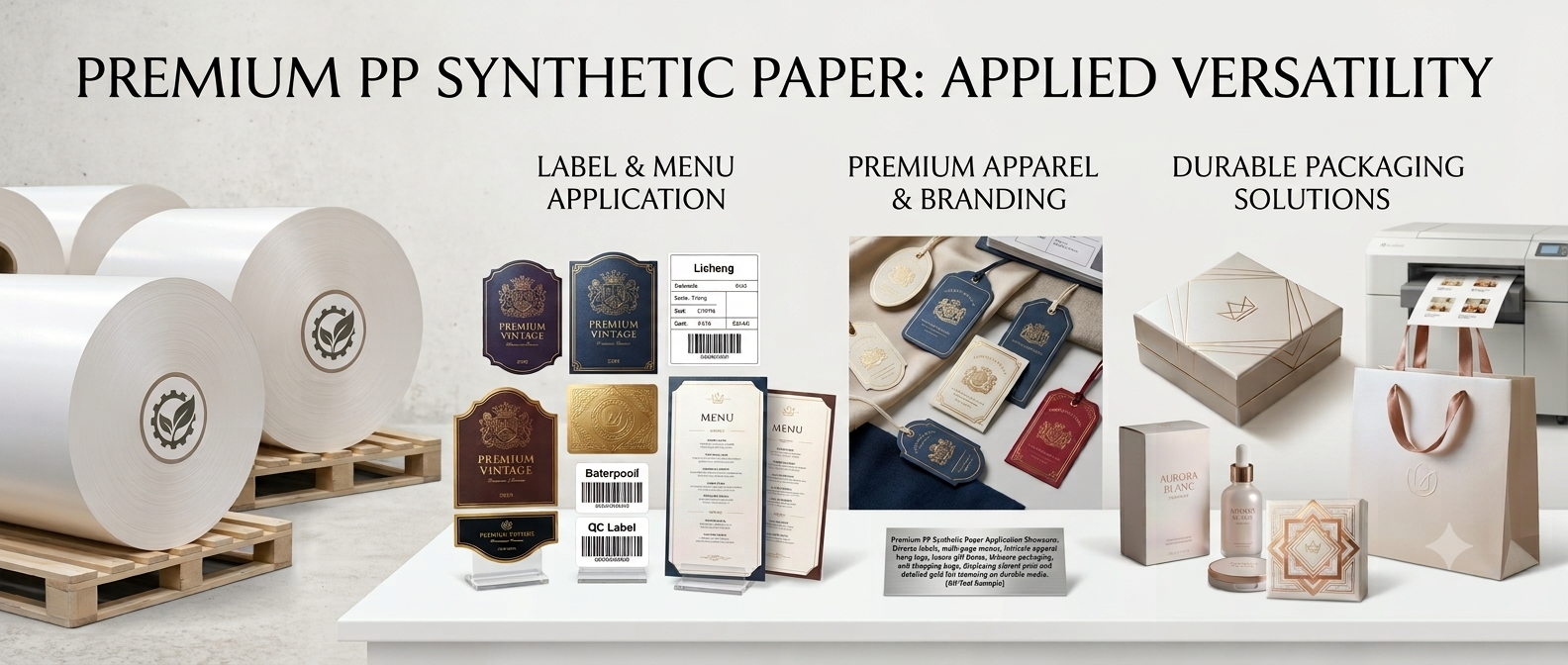 Premium PP synthetic paper rolls and packaging applications