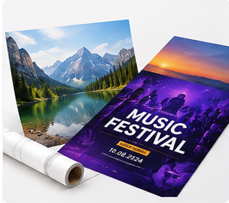 Inkjet Printable Synthetic Paper posters with vibrant graphics, optimized for high-resolution indoor displays and events.