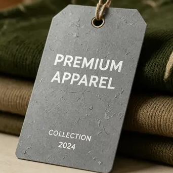 Durable synthetic paper hang tags and retail display labels for apparel and branding use