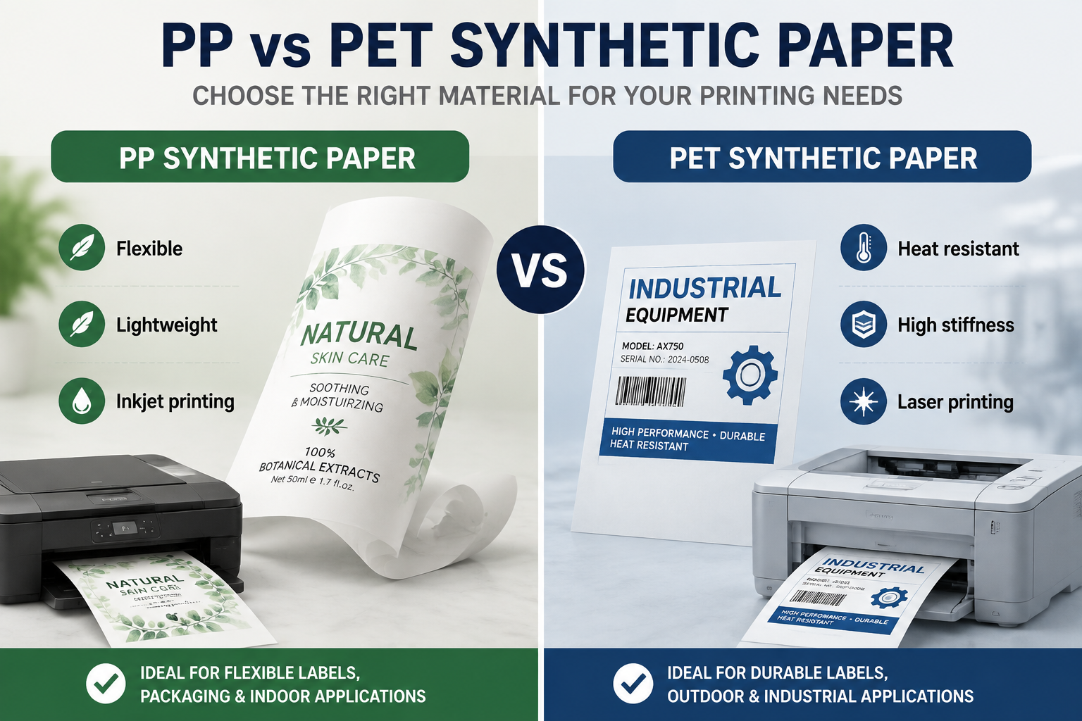 PP and PET synthetic paper performance comparison for printing applications