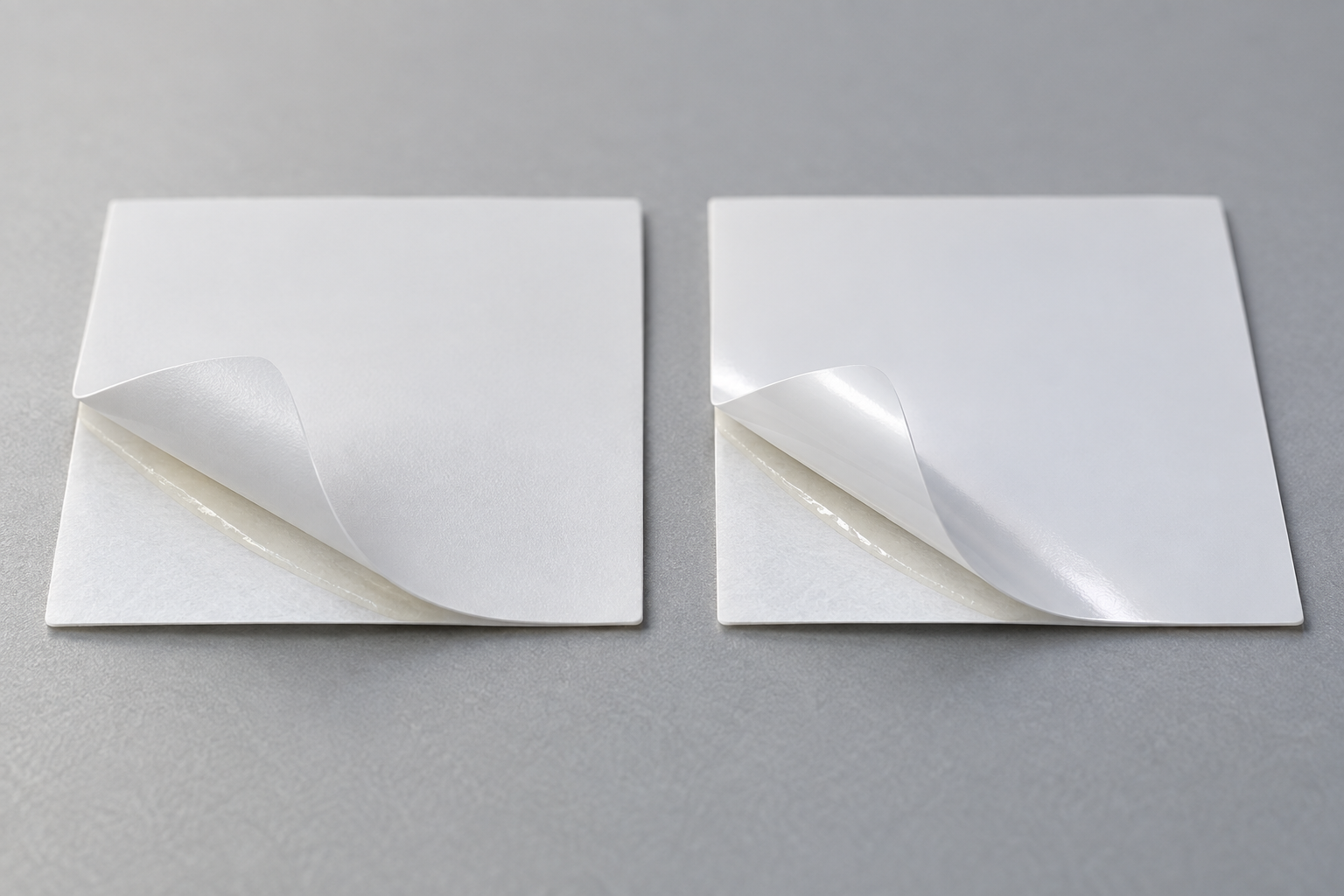 White PP and PET self-adhesive label material construction comparison