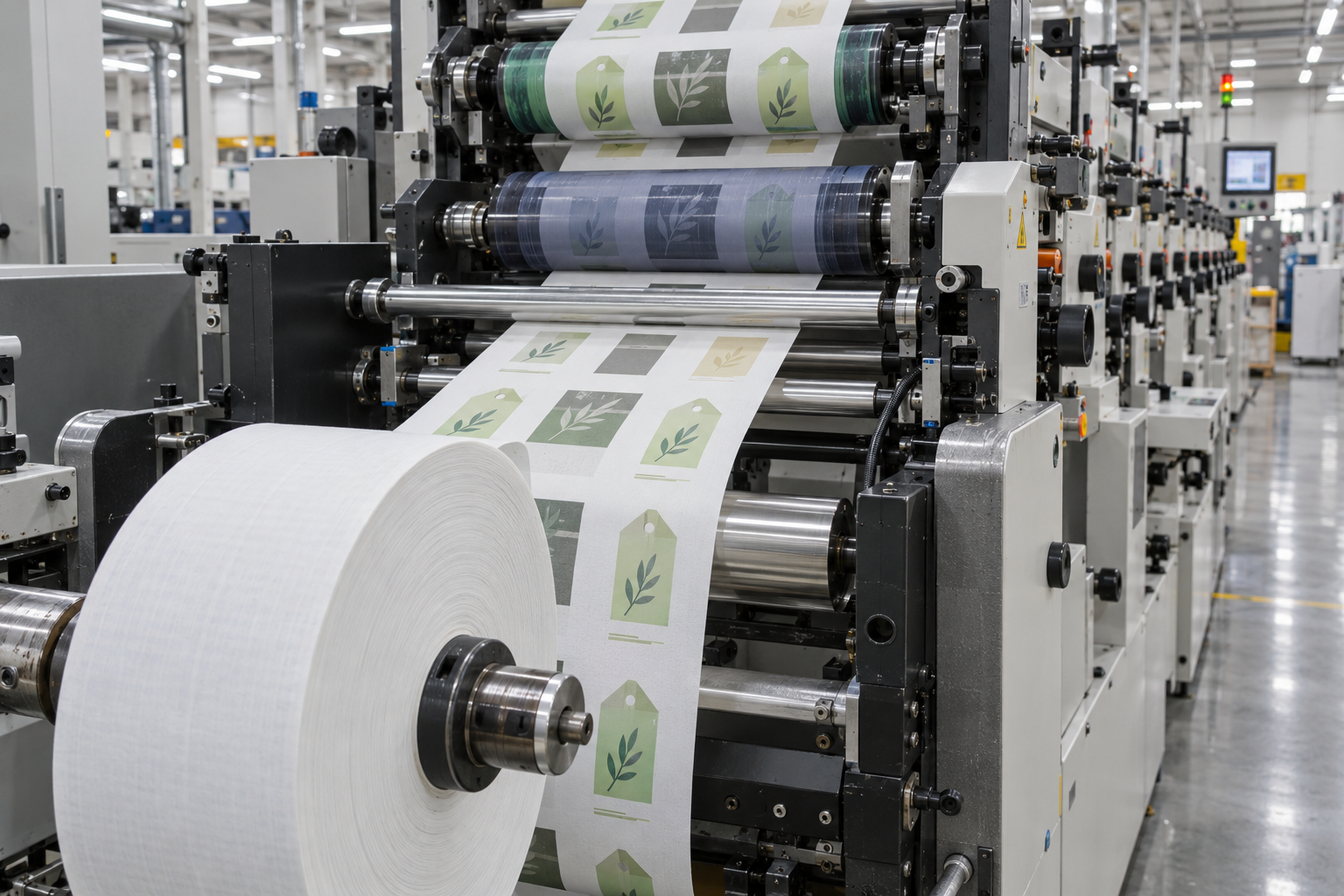 Flexographic printing on Tyvek material for roll-to-roll production