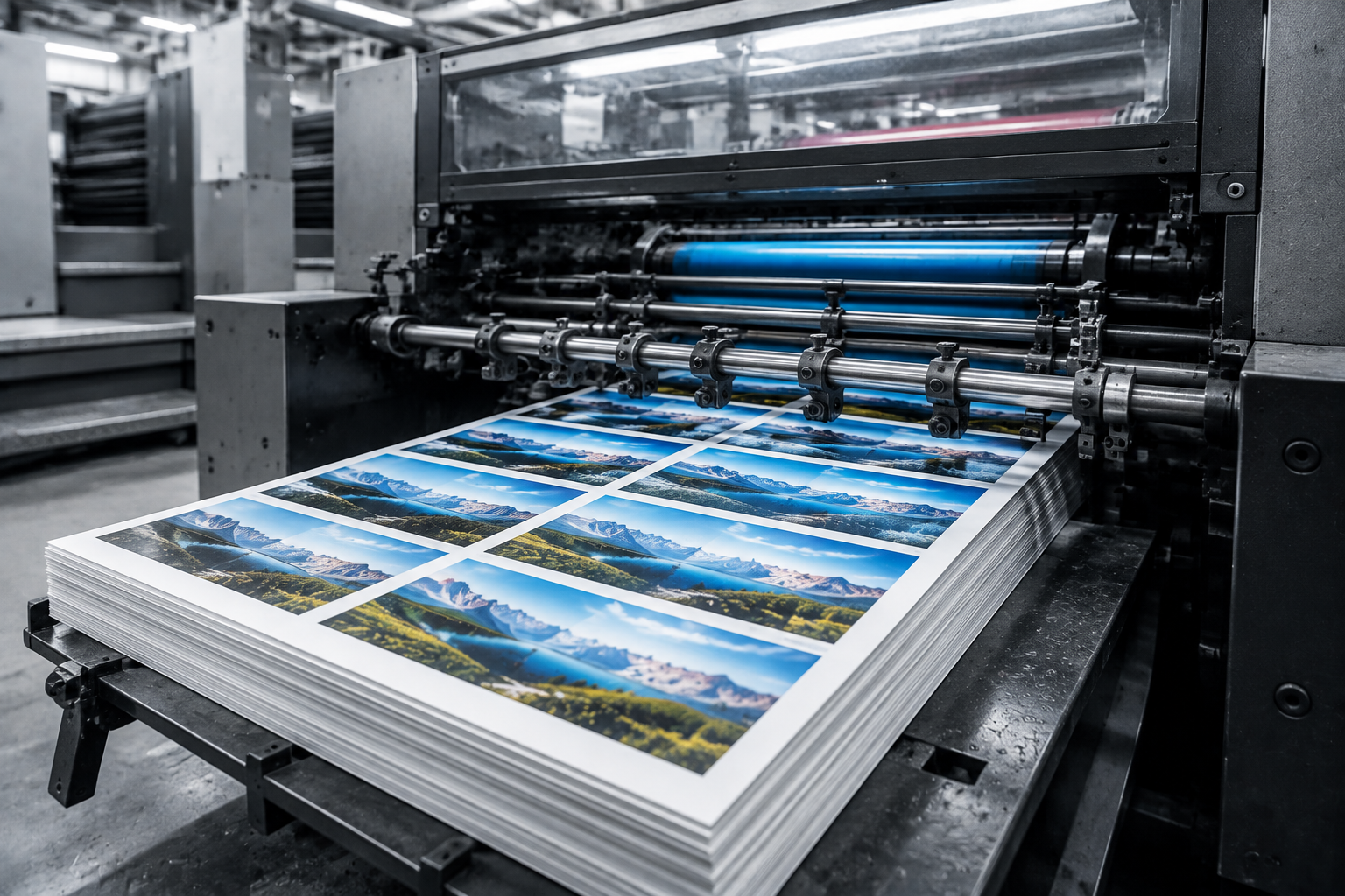 Offset printing process using synthetic paper sheets