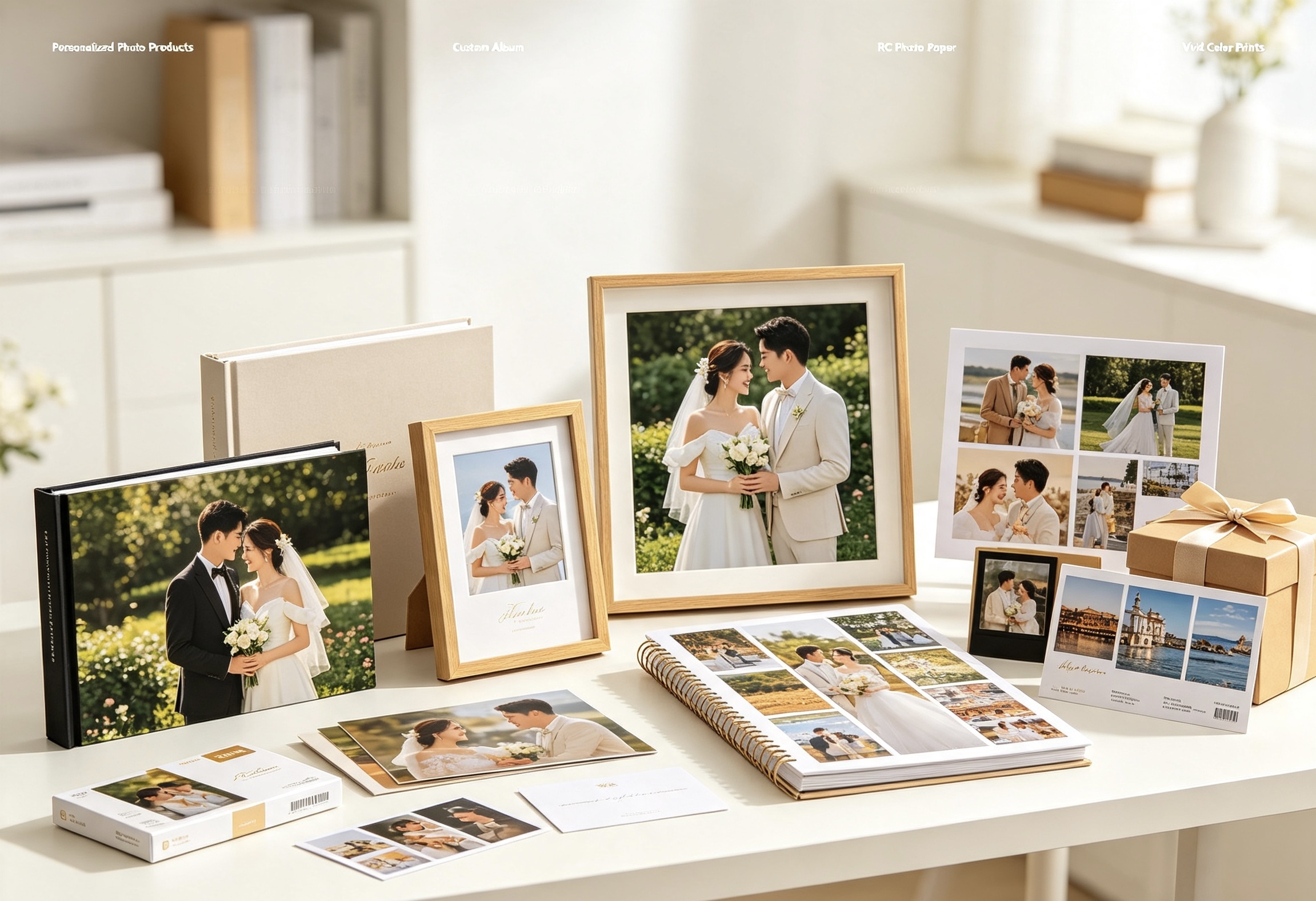 Personalized photo products made with RC photo paper, custom album and vivid color prints
